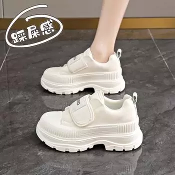 Velcro little white shoes women s spring 2025 new thick-soled fashion casual single shoes small height-increasing sports shoes 35 белый
