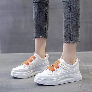 Velcro little white shoes women s versatile 2025 spring and summer new women s shoes street shot thick-soled leather single shoes flat-soled women 35 зелёный