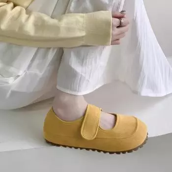Velcro Mary Jane single shoes women s spring new soft-soled pregnant women s non-slip shoes Doudou shoes 35 жёлтый