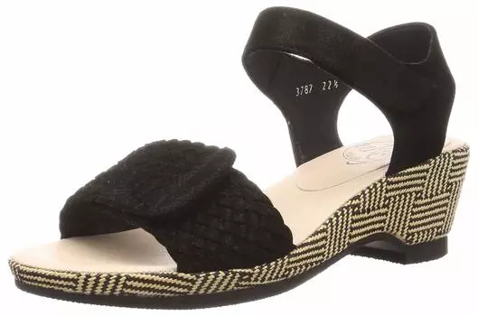 Velcro Strap Sandals 3787 Black Metal 24 cm 2E [Unleaf] Women s