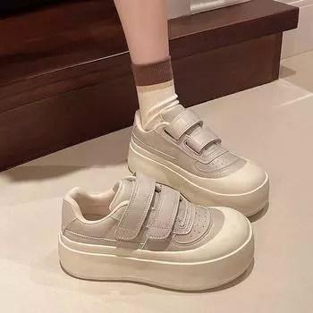 Velcro ugly cute platform big head shoes women s 2025 new heightening bread shoes casual versatile white shoes 35 серый