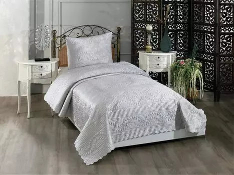 Velica Velvet Комплект постельного белья 2шт, Покрывало 180x230, Наволочка 50x70, Один размер, Королева, Серый