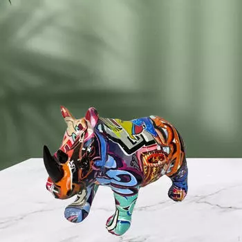 Величественная фигурка носорога: Элегантная скульптура дикой природы для современного домашнего декора Graffiti
