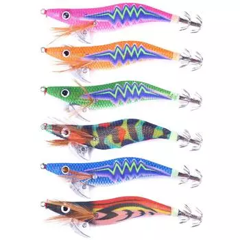 Великобритания 2шт крючки для ловли кальмаров деревянные креветки кальмары приманки рыболовные приманки для рыбалки (Стиль