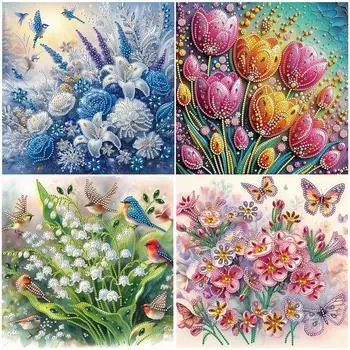 Великобритания * 5D DIY Частичная дрель специальной формы Алмазная картина Цветочное украшение 30x30c KH135