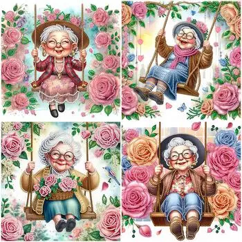 Великобритания * 5D DIY Частичная дрель специальной формы Набор для алмазной живописи Старушка на качелях D LY342