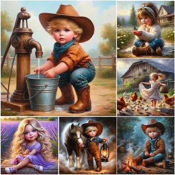 Великобритания * 5D DIY Полная круглая дрель Алмазная картина Детский комплект Домашний декор Художественное ремесло GS4445