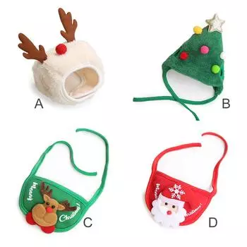 Великобритания Креативное полотенце для слюны домашних животных Удобный шарф для щенков Нагрудники для домашних животных Рождественский сгусток white antler hat