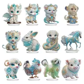 Великобритания * Зодиак Алмазная картина Настольные украшения Комплект Тигр Собака для офисного рабочего стола D GJ399