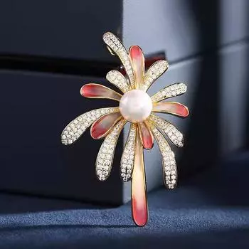 Великолепная брошь-фейерверк, высококачественная женская нежная брошь с постепенным изменением цвета, брошь с нишевым дизайном, булавка, аксессуары для костюма