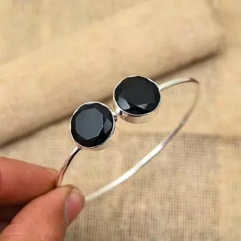 Великолепная черная шпинель, драгоценный камень ручной работы, ювелирные изделия из стерлингового серебра 925 пробы для свадебного подарка Adjustable чёрный