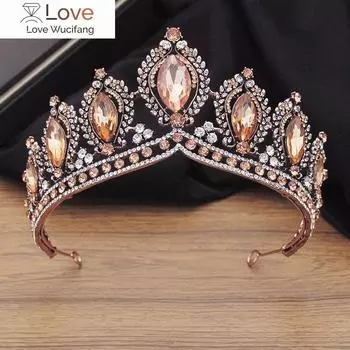 Великолепная хрустальная свадебная корона в винтажном стиле, свадебная диадема, королевская тиара, корона, головной убор, свадебное платье, украшения для волос серебро белый