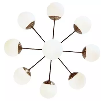 Великолепная люстра «Спутник» середины века на 9 ламп, современный латунный светильник ручной работы