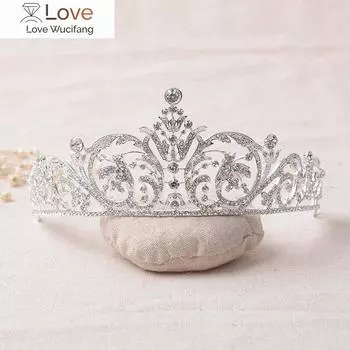 Великолепная сверкающая свадебная тиара со стразами, короны принцессы королевы, выпускной бал, фата со стразами, тиара, ободок, свадебный аксессуар для волос Diameter14cm