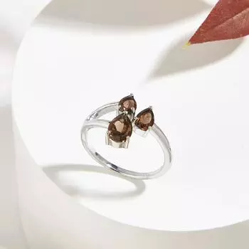 Великолепное дизайнерское кольцо для женщин, серебро S925, натуральный дымчатый драгоценный камень, модные ювелирные изделия в стиле аниме, необычный подарок на день рождения US RING SIZE:7# серебряный