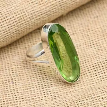 Великолепное кольцо из стерлингового серебра 925 пробы с великолепным зеленым аметистом и драгоценным камнем ручной работы для нее 4 зелёный
