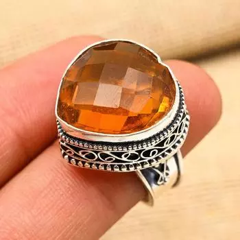 Великолепное кольцо из стерлингового серебра 925 пробы в форме сердца с драгоценным камнем морганитом ручной работы на День памяти 4 оранжевый