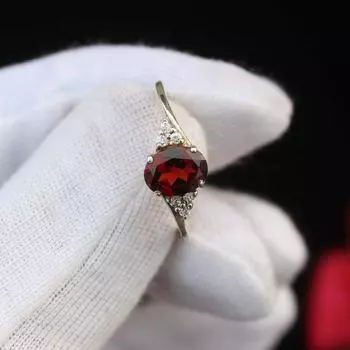 Великолепное кольцо с гранатом — кольцо из стерлингового серебра — обручальное кольцо с красным драгоценным камнем Кольцо обещания — январский камень — подарок на годовщину дня рождения для нее 6 красный