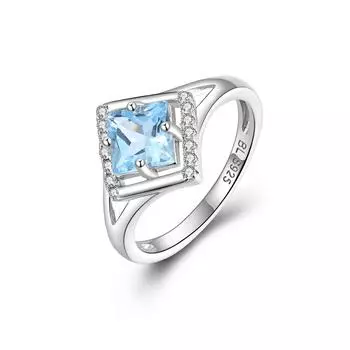 Великолепное кольцо с натуральным небесно-голубым топазом из серебра 925 пробы, элегантное, легкое, роскошное, для женщин, на годовщину, вечеринку или банкет US RING SIZE:6# синий
