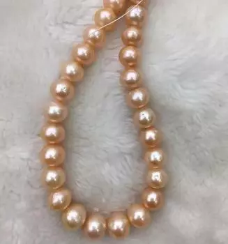 ВЕЛИКОЛЕПНОЕ ОЖЕРЕЛЬЕ С КРУГЛЫМ ЗОЛОТЫМ РОЗОВЫМ ЖЕМЧУГОМ 12–13 ММ 18 ДЮЙМОВ