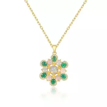 Великолепное разноцветное ожерелье с подвеской из натурального опала, женское ожерелье из стерлингового серебра 925 пробы, ювелирные изделия, подарок на юбилей, банкет M зелёный