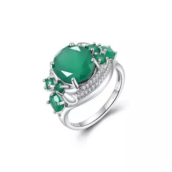 Великолепное серебряное кольцо из натурального зеленого агата, драгоценный камень, защитный камень, кольцо-обещание, привлекательные украшения для помолвки, свадебный подарок US RING SIZE:7# зелёный