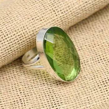Великолепное ювелирное кольцо из стерлингового серебра 925 пробы с зеленым аметистом и драгоценным камнем для нее 4 зелёный