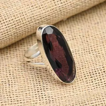 Великолепное ювелирное кольцо ручной работы из стерлингового серебра 925 пробы с аметистом и драгоценным камнем для нее 4 фиолетовый