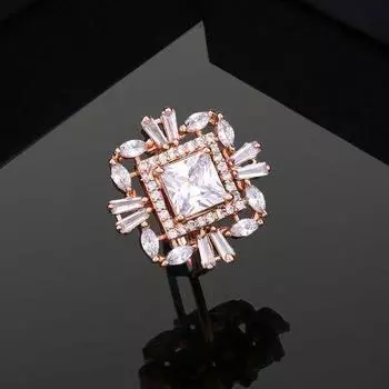 Великолепное женское кольцо на палец Estele с покрытием из розового золота и CZ (регулируемое)