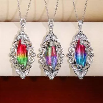 Великолепное женское ожерелье Huitan с ажурным узором, бриллиантовый фианит, женское ожерелье на годовщину, хороший подарок, модные ювелирные изделия 42cm 5cm