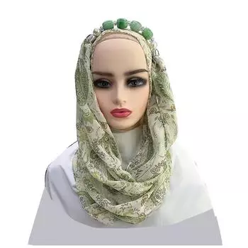 Великолепные бусины, шарф с круглым кольцом, женские аксессуары для шарфов, ожерелье, этнический шарф One Size зелёный