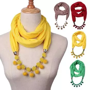 Великолепные бусины, шарф с круглым кольцом, женские аксессуары для шарфов, ожерелье, шарф в этническом стиле One Size хаки