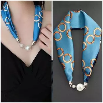 Великолепные бусины, шарф с круглым кольцом, женские аксессуары для шарфов, ожерелье, этнический шарф One Size синий