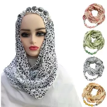 Великолепные бусины, шарф с круглым кольцом, женские аксессуары для шарфов, ожерелье, этнический шарф One Size зелёный