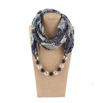 Великолепные бусины, шарф с круглым кольцом, женские аксессуары для шарфов, ожерелье, этнический шарф One Size чёрный