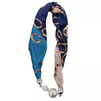 Великолепные бусины, шарф с круглым кольцом, женские аксессуары для шарфов, ожерелье, этнический шарф One Size синий