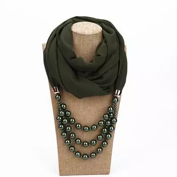 Великолепные бусины, шарф с круглым кольцом, женские аксессуары для шарфов, ожерелье, этнический шарф One Size армия зеленый