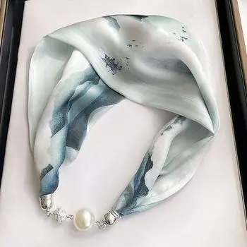 Великолепные бусины, шарф с круглым кольцом, женские аксессуары для шарфов, ожерелье, этнический шарф One Size синий