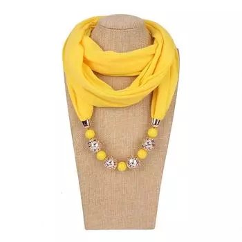Великолепные бусины, шарф с круглым кольцом, женские аксессуары для шарфов, ожерелье, этнический шарф One Size жёлтый