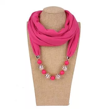 Великолепные бусины, шарф с круглым кольцом, женские аксессуары для шарфов, ожерелье, этнический шарф One Size горячий розовый
