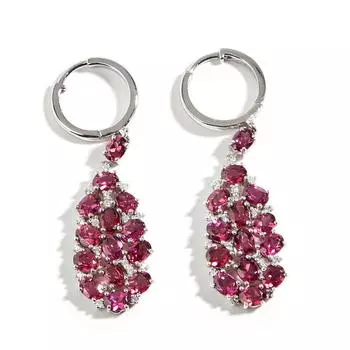Великолепные дизайнерские длинные висячие серебряные серьги для женщин, натуральные драгоценные камни из родолита, роскошные украшения для свадьбы, романтический подарок M фиолетовый