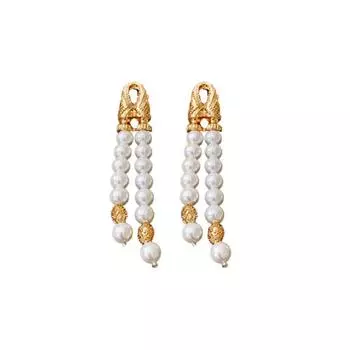 Великолепные двухрядные серьги-кисточки с жемчугом, ретро-серьги-гвоздики, заявление о показе мод Earrings