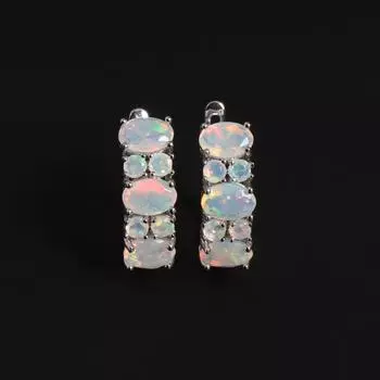Великолепные и элегантные серьги с натуральным опалом, серебряные серьги S925, изысканные украшения для женщин и девочек, подарки на каждый день M разноцветный