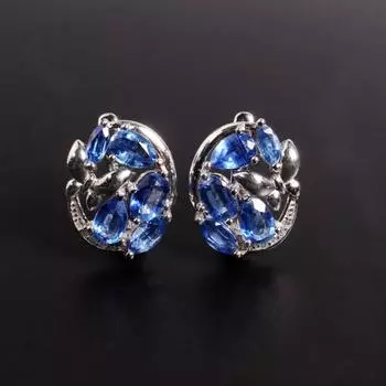 Великолепные и очаровательные синие серьги с натуральным кианитом, легкий роскошный модный дизайн, женский подарок на юбилей, банкет и день рождения