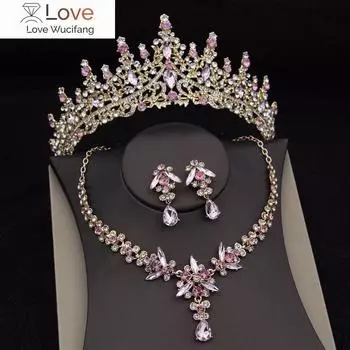 Великолепные комплекты свадебных украшений из кристаллов для женщин, роскошные наборы диадем, корон, ожерелий, сережек, свадебное платье, комплект ювелирных изделий для невесты