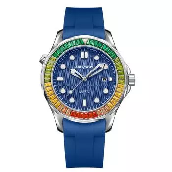 Великолепные модные мужские часы с бриллиантами, по-настоящему водонепроницаемые, светящиеся в темноте стрелки