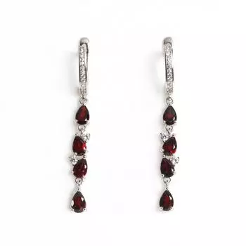 Великолепные модные серьги с натуральным гранатом, камнями января, из стерлингового серебра 925 пробы, изящные ювелирные украшения для женщин и девушек, повседневная одежда M красный