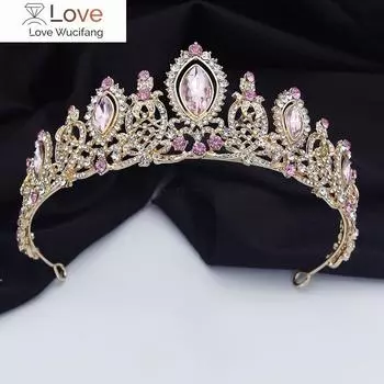 Великолепные розовые хрустальные свадебные тиары королевская королева невеста корона украшения для волос принцесса выпускной свадьба корона головной убор аксессуары серебро белый