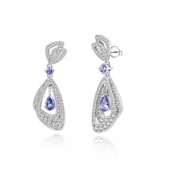 Великолепные серьги из натурального голубого танзанита из стерлингового серебра 925 пробы, роскошный женский подарок на годовщину и свадьбу m синий