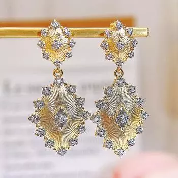 Великолепные серьги-капельки CMM цвета желтого золота с кубическим цирконием в стиле барокко для женщин, ювелирные изделия в подарок для подружки невесты золотой